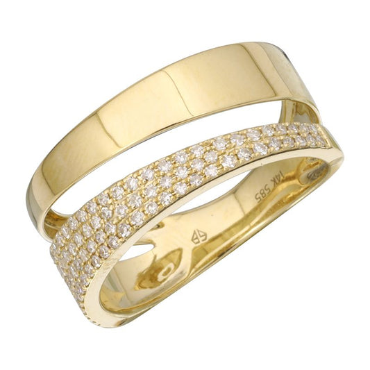 14k Yellow Gold Asymmetrical Diamond Ring