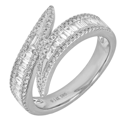 14k White Gold Baguette Wrap Diamond Ring