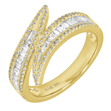 14k Yellow Gold Baguette Wrap Diamond Ring