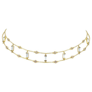 14k Yellow Gold White Topaz Choker Necklace