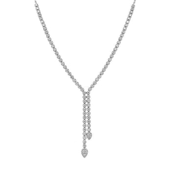 14k White Gold Diamond Tennis Lariat Necklace