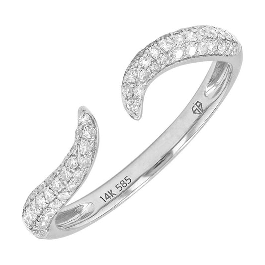 14k White Gold Curved Claw Pave Diamond