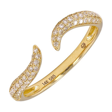 14k Yellow Gold Curved Claw Pave Diamond Ring