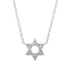 14k White Gold Star of David Diamond Necklace 10mm