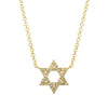 14k Yellow Gold Star of David Diamond Necklace 10mm