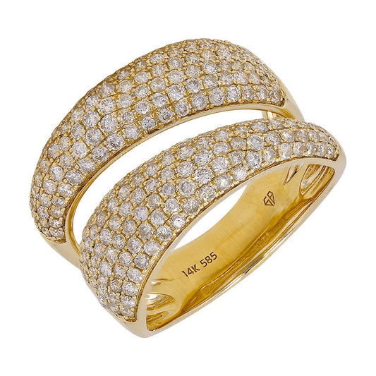 14k Yellow Gold Asymmetrical Pave Diamond Ring