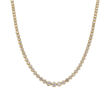 14k Yellow Gold Crown Prong Graduated Diamond Tennis Necklace