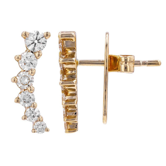 14k Yellow Gold Graduated Diamond Ear Crawler