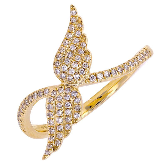 14k Yellow Gold Angel Wing Diamond Ring