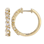 14k Yellow Gold Multi Shape Diamond Hoop Earrings 20mm