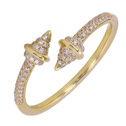 14k Yellow Gold Pave Diamond Nailhead Wrap Ring