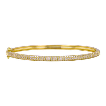 14k Yellow Gold Pave Dome Diamond Bangle 3.5mm