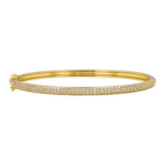 14k Yellow Gold Pave Dome Diamond Bangle 3.5mm