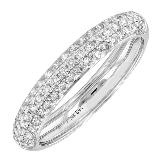 14k White Gold Pave Dome Diamond Ring