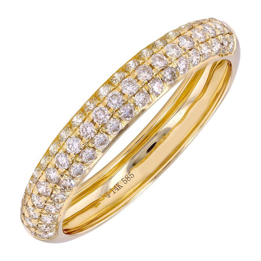 14k Yellow Gold Pave Dome Diamond Ring