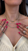 14k Yellow Gold Emerald Diamond Halo Cuban Link Choker Necklace .60ctw