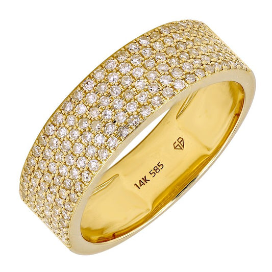 14k Yellow Gold Diamond Cigar Ring 6mm