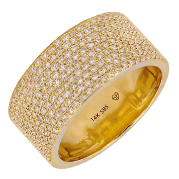 14k Yellow Gold Pave Diamond Cigar Ring