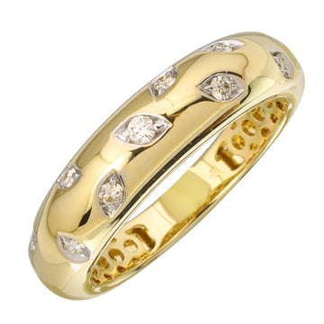 14k Yellow Gold Diamond Inlay Dome Ring