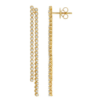 14k Yellow Gold Two Row Diamond Tennis Tassel Earrings .85ctw
