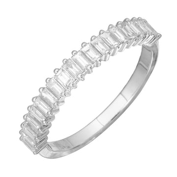 14k White Gold Vertical Baguette Diamond Ring