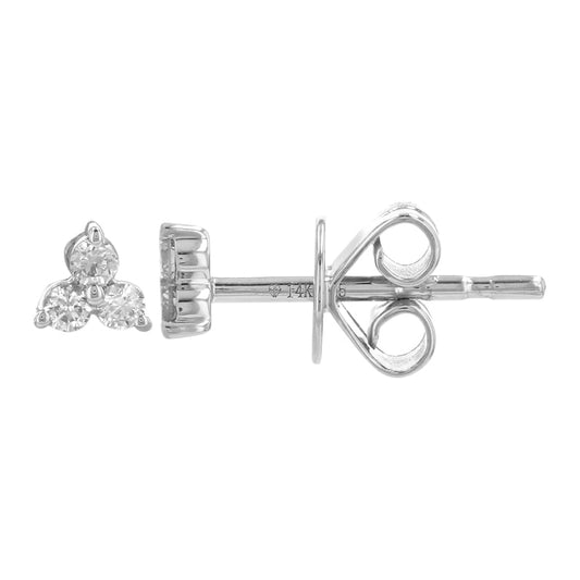 14k White Gold Mini Trio Diamond Stud Earrings