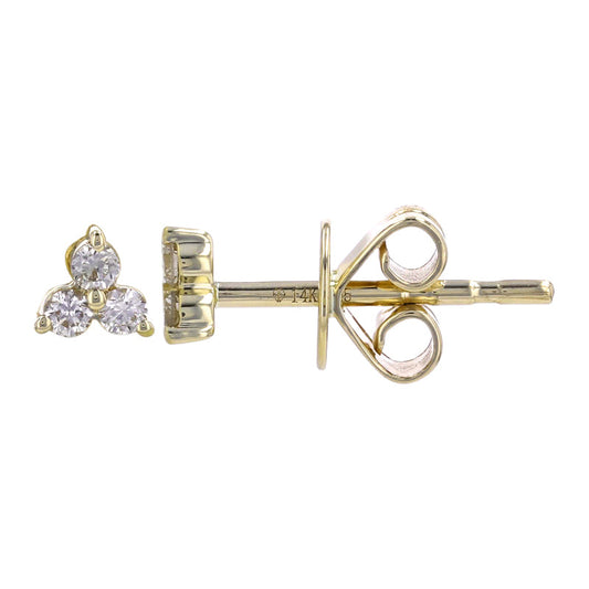 14k Yellow Gold Mini Trio Diamond Stud Earrings