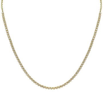 14k Yellow Gold Classic 4 Prong Diamond Tennis Chain Necklace (3/4 Way)