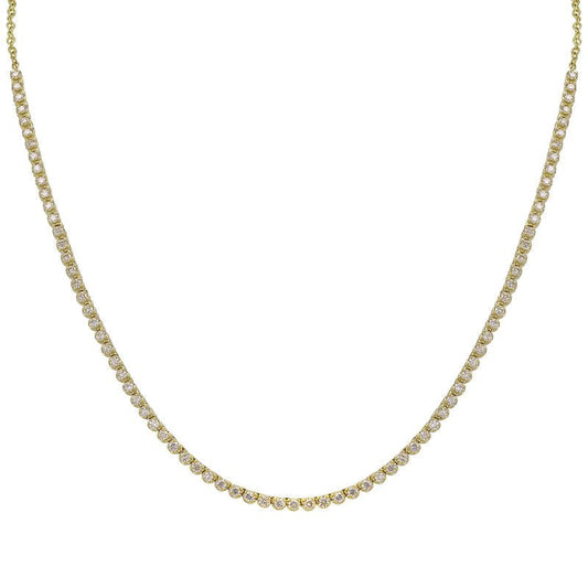 14k Yellow Gold Classic 4 Prong Diamond Tennis Chain Necklace (3/4 Way)