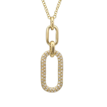 14k Yellow Gold Micropave Diamond Link Necklace