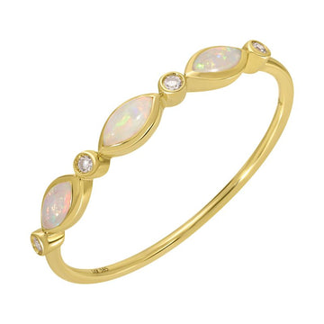 14k Yellow Gold Marquise Opal Diamond Ring