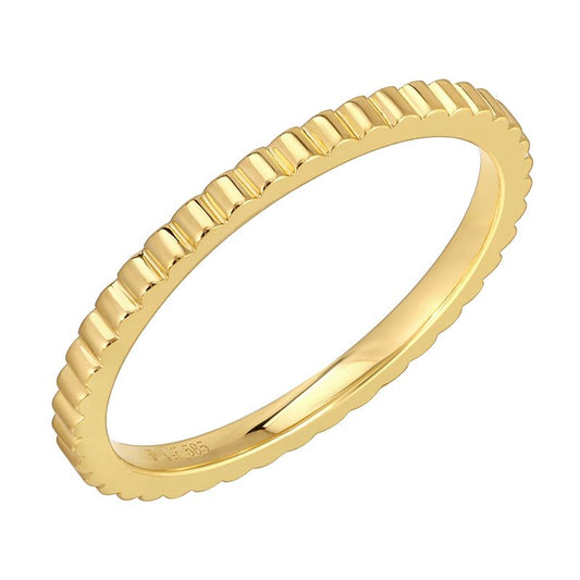 14k Yellow Gold Fluted Lines Gold Ring