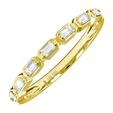 14k Yellow Gold Horizontal Baguette Bezel Diamond Ring .20ct