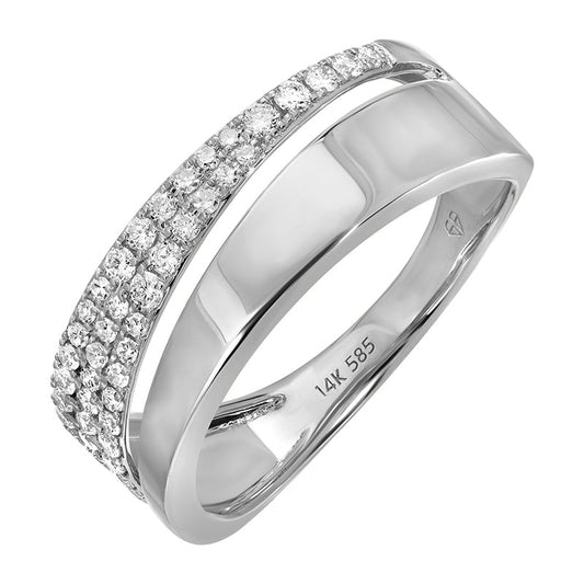 14k White Gold Diamond Triangle Wrap Ring