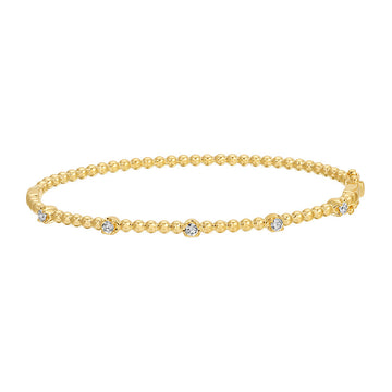 14k Yellow Gold Ball Detail Diamond Bangle