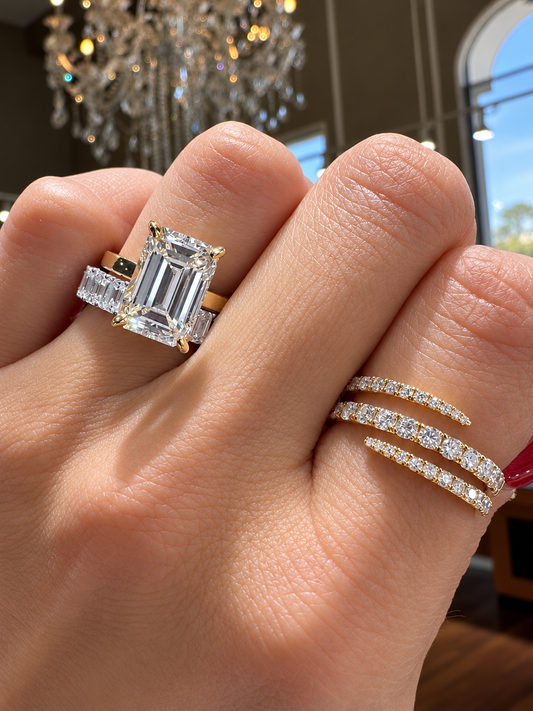 14k Yellow Gold Three Row Spiral Wrap Diamond Ring .35ctw