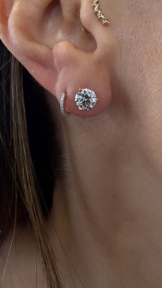 14k Yellow Gold Lab Grown Round Diamond Stud Earrings 2.00ctw
