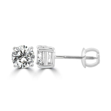 14k White Gold 1.00ctw Lab Grown Round Diamond Stud Earrings