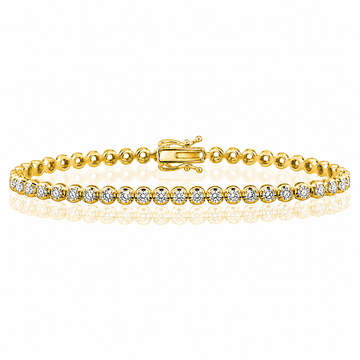 14k Yellow Gold Lab Grown Round Diamond Crown Prong Tennis Bracelet 2.50ctw