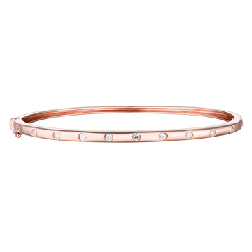 14k Rose Gold Inlay Diamond Bangle