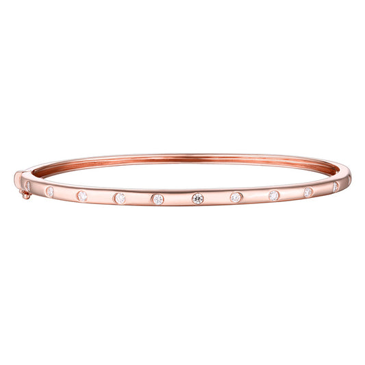 14k Rose Gold Inlay Diamond Bangle