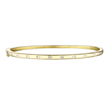 14k Yellow Gold Inlay Diamond Bangle