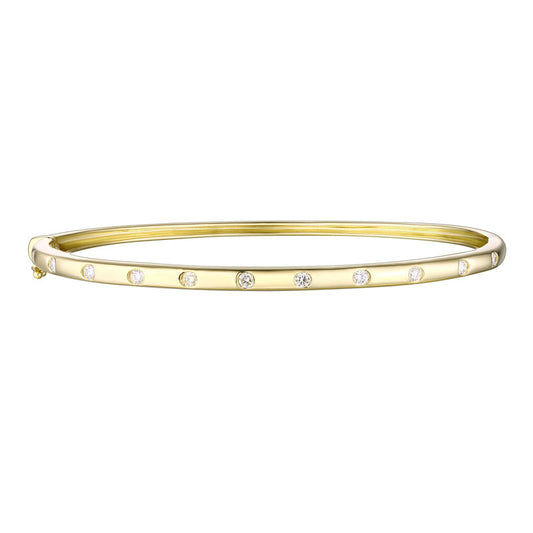 14k Yellow Gold Inlay Diamond Bangle