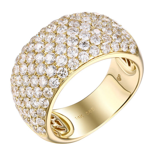 14k Yellow Gold Wide Diamond Dome Ring