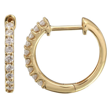 14k Yellow Gold Diamond Hoop Earrings 17mm