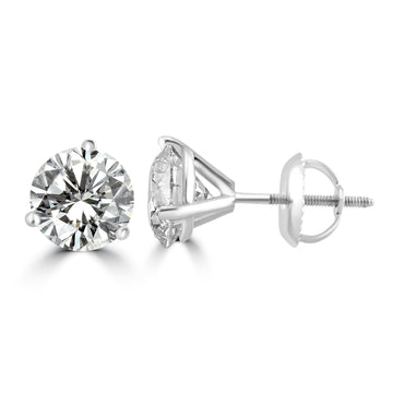 14k White Gold 2.64ctw Lab Grown Round Diamond Stud Earrings