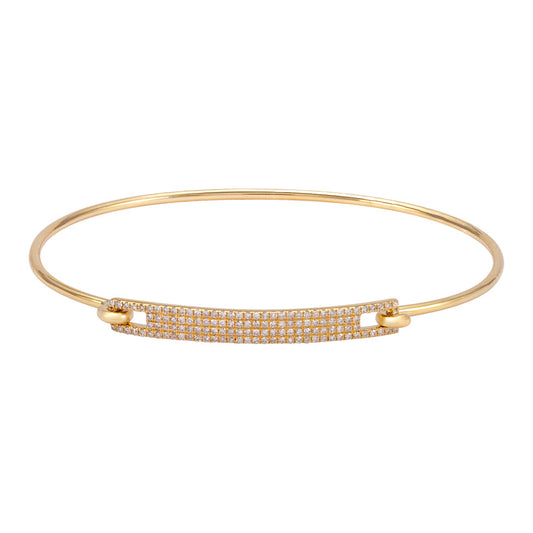 14k Yellow Gold Pave Diamond Bar Bangle