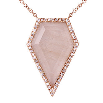 14k Rose Gold Adventurine Diamond Necklace