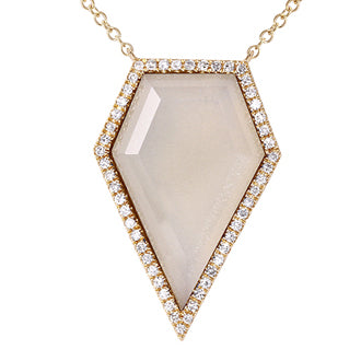 14k Yellow Gold Moonstone Diamond Necklace