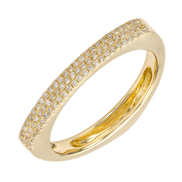 14k Yellow Gold Square Front Pave Diamond Ring